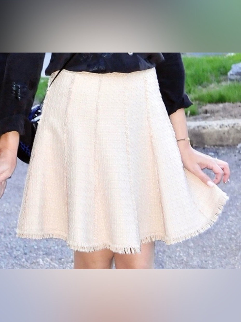Rebecca Taylor Cream Tweed Cream Skirt